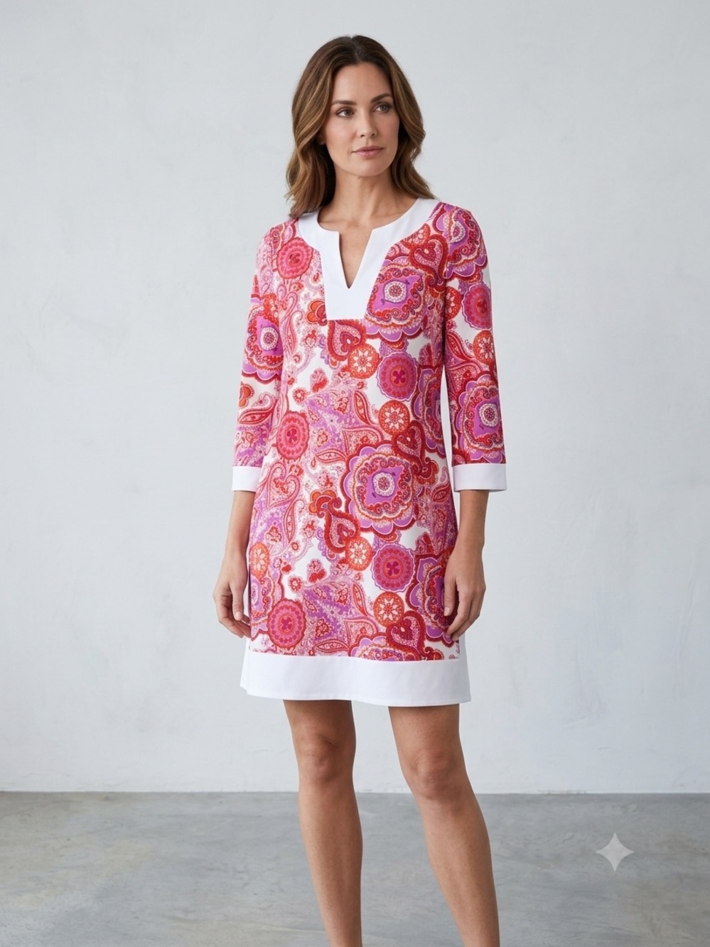 Jude Connally Holly Tunic Dress XL Style 108 Pink Orange Paisley Resort